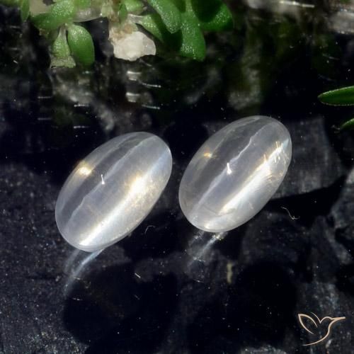 Gemme di Sillimanite Occhio di Gatto Bianco trasparente naturale da 1.43 ct, Ovale, Traslucido