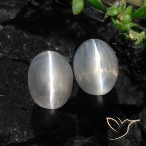 Gemme di Sillimanite Occhio di Gatto Grigio molto chiaro naturale da 2.61 ct, Ovale, Traslucido