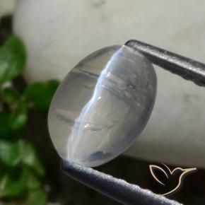 Sillimanite Occhio di Gatto Grigio molto chiaro naturale da 1.42 ct, Ovale, Trasparente