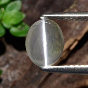 Sillimanite Occhio di Gatto color fumo naturale da 1.14 ct, Taglio ovale, Trasparente