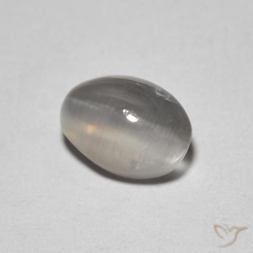 Sillimanite Occhio di Gatto Grigio molto chiaro naturale da 1.64 ct, Ovale, Trasparente