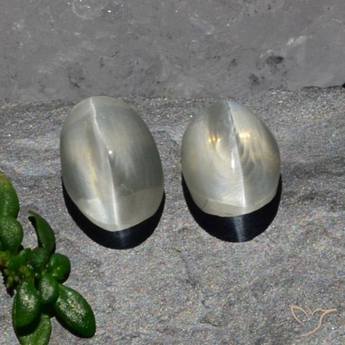 2.94ctw Naturale Bianco caldo Sillimanite effetto occhio di gatto, Ovale, Traslucido