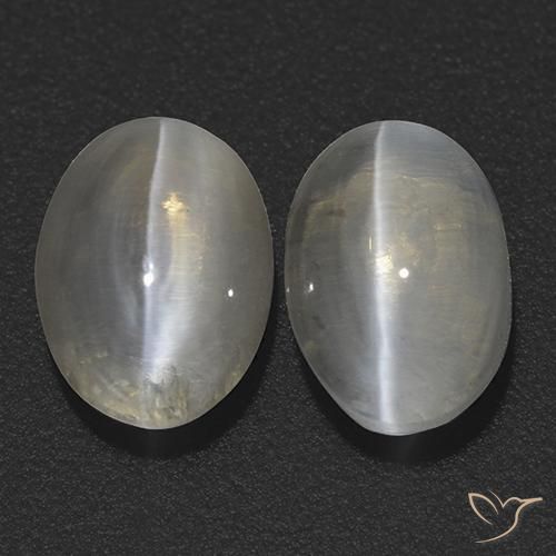 2.78ctw Naturale Bianco caldo Sillimanite effetto occhio di gatto, Ovale, Trasparente
