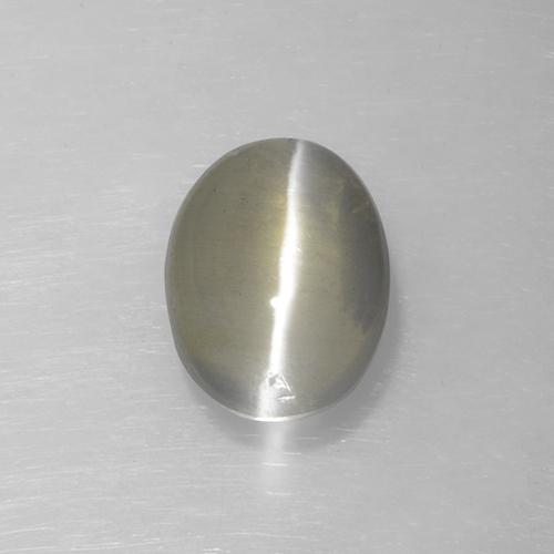 Sillimanite Occhio di Gatto Grigio molto chiaro naturale da 1.62 ct, Taglio ovale, Traslucido