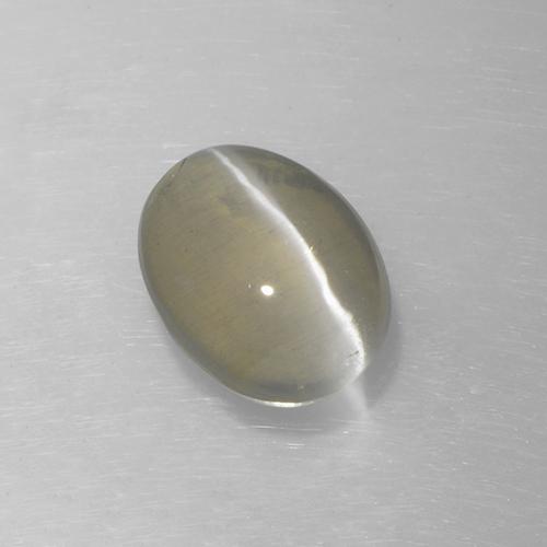 Sillimanite Occhio di Gatto Grigio molto chiaro naturale da 1.62 ct, Taglio ovale, Traslucido