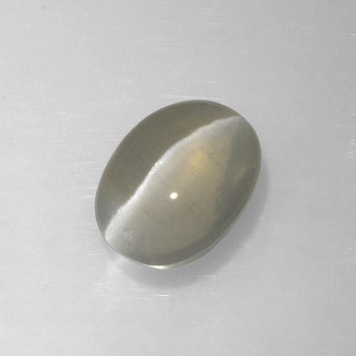 Sillimanite Occhio di Gatto Grigio molto chiaro naturale da 1.62 ct, Taglio ovale, Traslucido