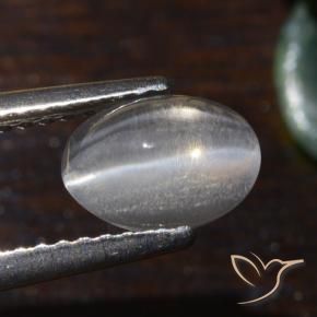 Sillimanite Occhio di Gatto Bianco caldo naturale da 1.54 ct, Ovale, Traslucido