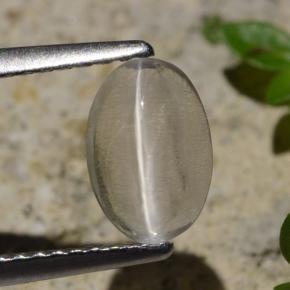Sillimanite Occhio di Gatto color fumo naturale da 1.45 ct, Taglio ovale, Trasparente