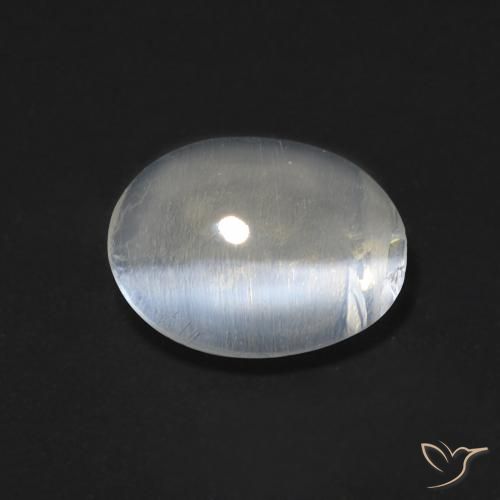 1.52ct Naturale Bianco caldo Sillimanite effetto occhio di gatto, Ovale, Trasparente