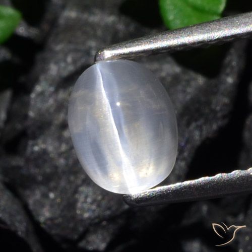 1.61ct Naturale Chiaro Sillimanite effetto occhio di gatto, Ovale, Trasparente
