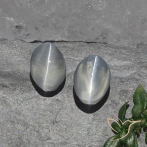 Gemme di Sillimanite Occhio di Gatto Bianco trasparente naturale da 2.15 ct, Ovale, Trasparente