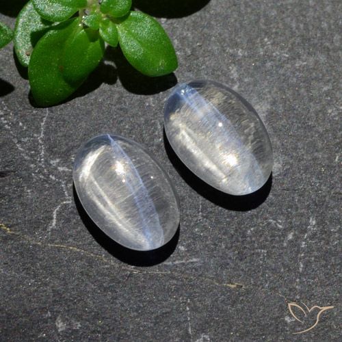 2.39ctw Naturale Bianco trasparente Sillimanite effetto occhio di gatto, Ovale, Trasparente