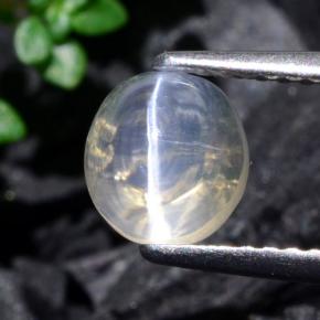 Sillimanite cat's eye naturale bianco da 1,93 ct, taglio ovale, trasparente