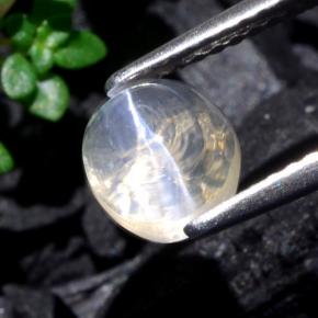 Sillimanite cat's eye naturale bianco da 1,93 ct, taglio ovale, trasparente