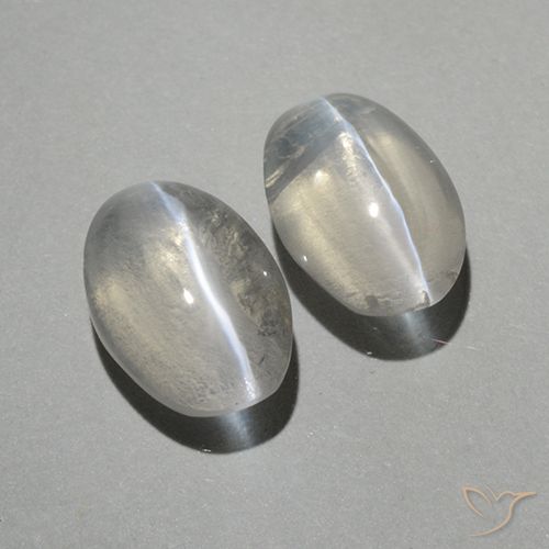 2.02ctw Naturale Bianco caldo Sillimanite effetto occhio di gatto, Ovale, Trasparente