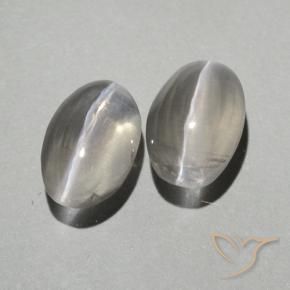 Gemme di Sillimanite Occhio di Gatto Bianco caldo naturale da 1.90 ct, Ovale, Trasparente