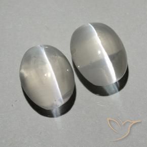 Gemme di Sillimanite Occhio di Gatto Bianco caldo naturale da 1.99 ct, Ovale, Trasparente