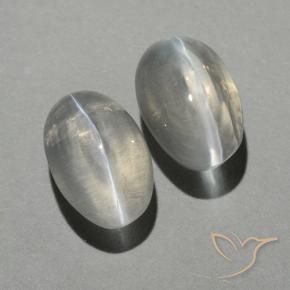 Gemme di Sillimanite Occhio di Gatto Bianco caldo naturale da 2.15 ct, Ovale, Trasparente