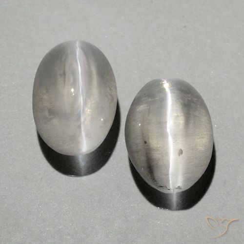 2.03ctw Naturale Bianco caldo Sillimanite effetto occhio di gatto, Ovale, Trasparente