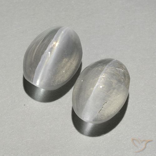 2.36ctw Naturale Bianco caldo Sillimanite effetto occhio di gatto, Ovale, Trasparente