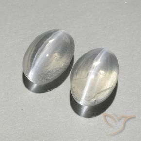 Gemme di Sillimanite Occhio di Gatto Bianco caldo naturale da 1.89 ct, Ovale, Trasparente