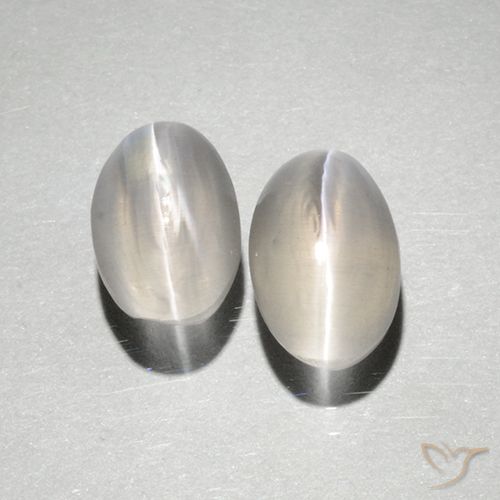 2.18ctw Naturale Bianco caldo Sillimanite effetto occhio di gatto, Ovale, Traslucido