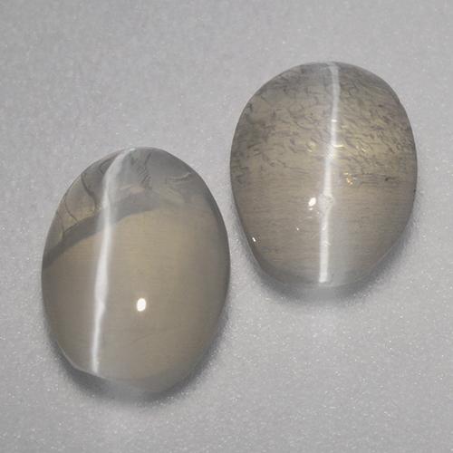 Gemme di Sillimanite Occhio di Gatto Grigio Marrone naturale da 1.95 ct, Ovale, Trasparente