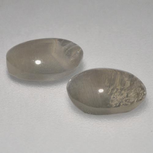 Gemme di Sillimanite Occhio di Gatto Grigio Marrone naturale da 1.95 ct, Ovale, Trasparente