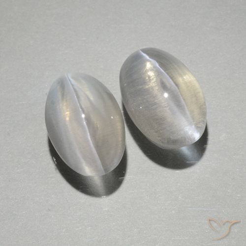 2.25ctw Naturale Bianco caldo Sillimanite effetto occhio di gatto, Ovale, Trasparente
