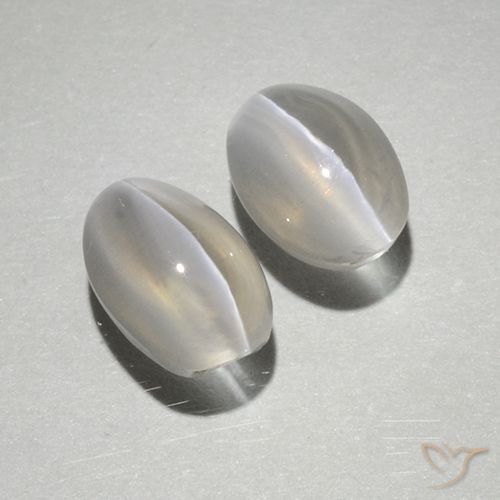 2.10ctw Naturale Bianco caldo Sillimanite effetto occhio di gatto, Ovale, Trasparente