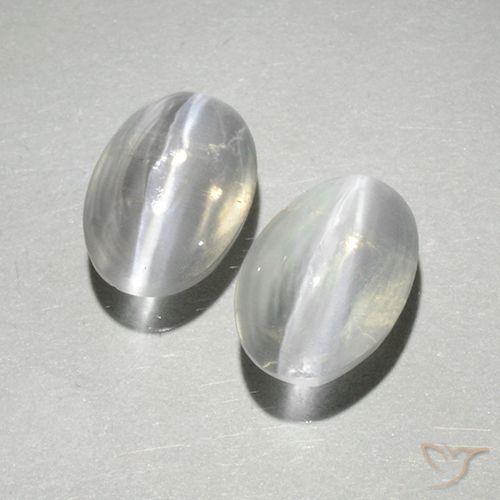 2.00ctw Naturale Bianco Sillimanite effetto occhio di gatto, Ovale, Trasparente