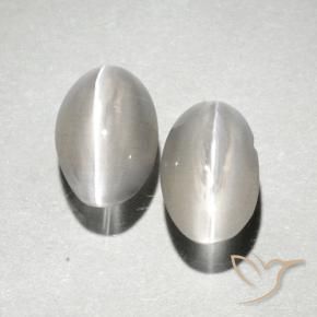 Gemme di Sillimanite Occhio di Gatto Bianco caldo naturale da 2.17 ct, Ovale, Traslucido
