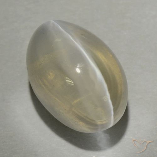 1.47ct Naturale Giallo chiaro Sillimanite effetto occhio di gatto, Ovale, Trasparente