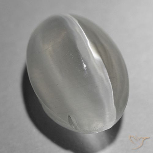 1.43ct Naturale Grigio molto chiaro Sillimanite effetto occhio di gatto, Ovale, Trasparente
