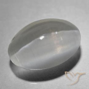 Sillimanite Occhio di Gatto Grigio molto chiaro naturale da 1.43 ct, Ovale, Trasparente