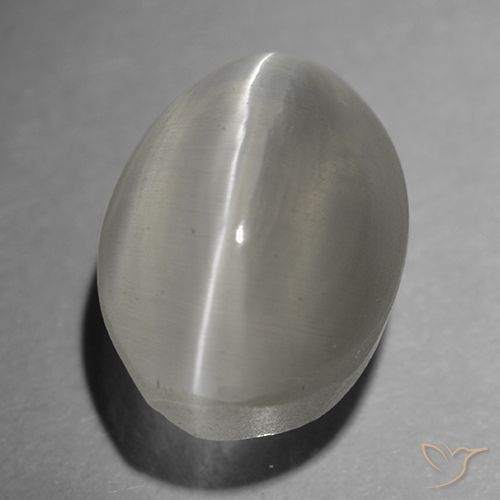 Sillimanite occhio di gatto naturale grigio da 1,65 ct, taglio ovale, trasparente