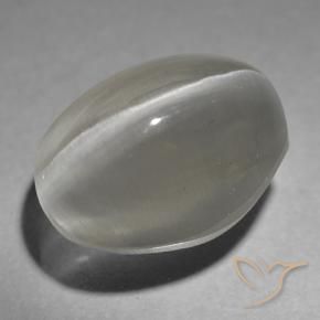 Sillimanite occhio di gatto naturale grigio da 1,65 ct, taglio ovale, trasparente