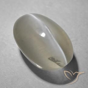 Sillimanite Occhio di Gatto Grigio molto chiaro naturale da 1.41 ct, Ovale, Trasparente
