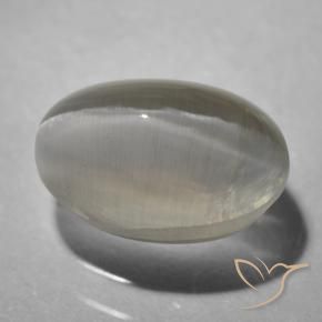 Sillimanite Occhio di Gatto Grigio molto chiaro naturale da 1.43 ct, Ovale, Trasparente