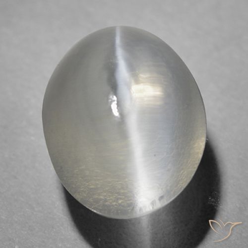 1.46ct Naturale Grigio molto chiaro Sillimanite effetto occhio di gatto, Ovale, Trasparente