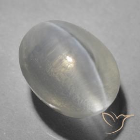 Sillimanite Occhio di Gatto Grigio molto chiaro naturale da 1.46 ct, Ovale, Trasparente