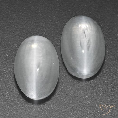 2.41ctw Naturale Bianco Sillimanite Occhio di Gatto, Ovale, Trasparente