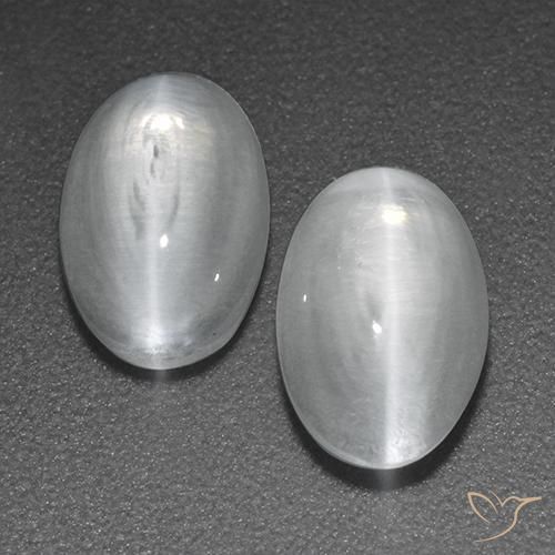 Gemme di Sillimanite Occhio di Gatto Bianco naturale da 2.41 ct, Ovale, Trasparente