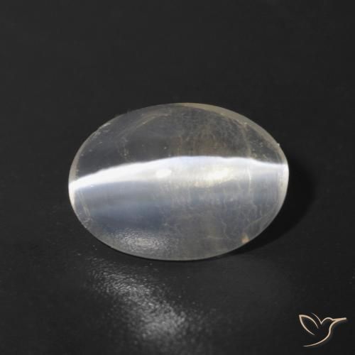 Sillimanite effetto occhio di gatto Grigio molto chiaro naturale da 1.07 ct, Ovale, Trasparente