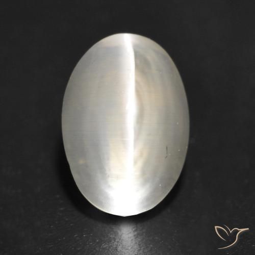 1.29ct Naturale Grigio molto chiaro Sillimanite effetto occhio di gatto, Ovale, Trasparente