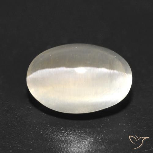 Sillimanite Occhio di Gatto Grigio molto chiaro naturale da 1.29 ct, Ovale, Trasparente