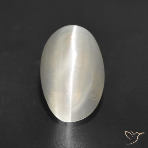 Sillimanite effetto occhio di gatto Bianco caldo naturale da 1.23 ct, Ovale, Traslucido