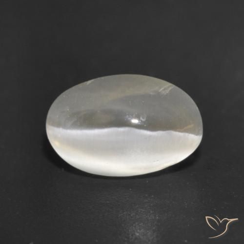 Sillimanite effetto occhio di gatto Bianco caldo naturale da 1.23 ct, Ovale, Traslucido