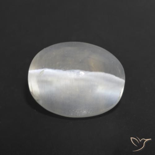 Sillimanite Occhio di Gatto Bianco caldo naturale da 1.24 ct, Ovale, Trasparente