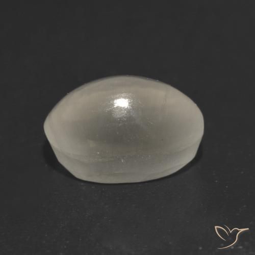 Sillimanite Occhio di Gatto bianco perla naturale da 1.37 ct, Ovale, Traslucido